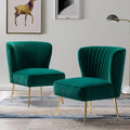 Velvet Accent Chair Set of 2 Emerald Green Wingback Armless Slipper Chair D921207