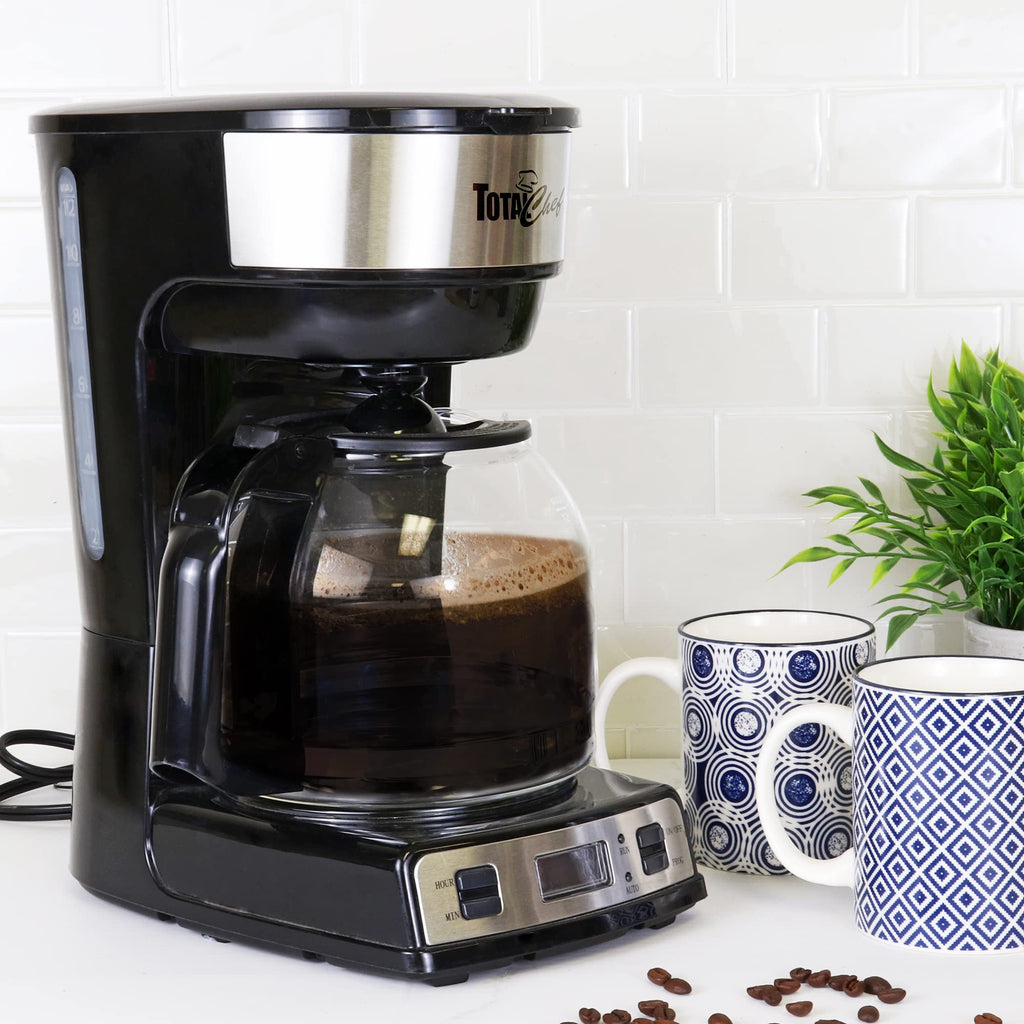 Programmable Coffee Maker Stainless Steel 12-Cup Glass Carafe Black/Gray F779827