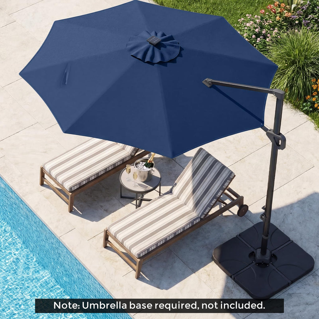 10ft Solar LED Offset Cantilever Patio Umbrella G67794