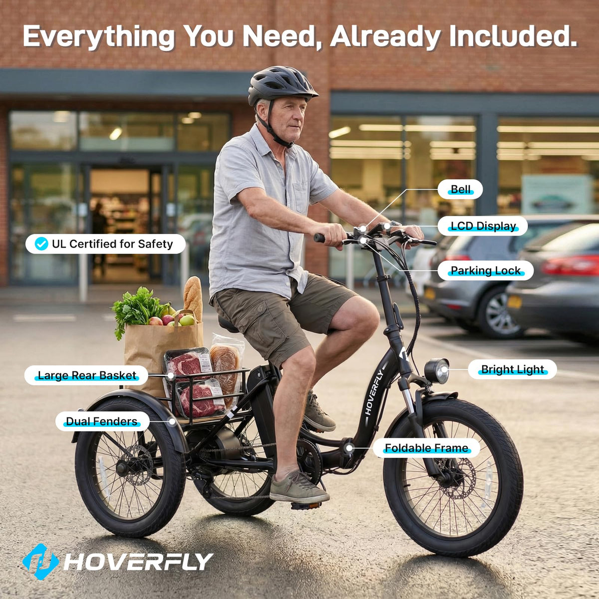 Electric Tricycle for Adults 750W Peak Motor 20"x3" Fat Tire P881