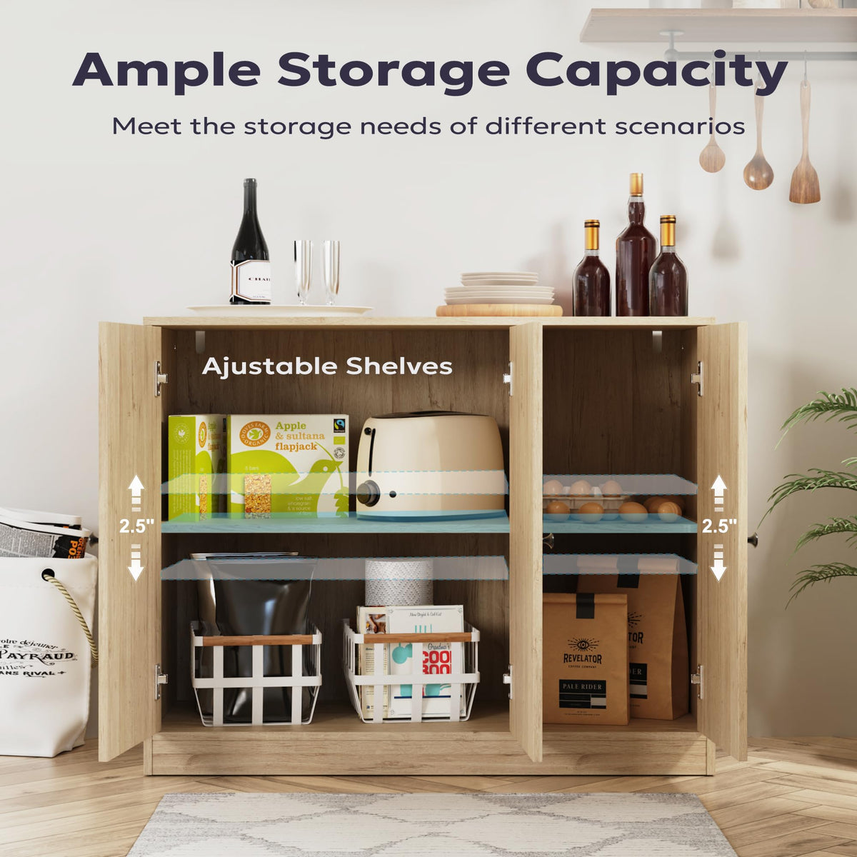 Buffet Cabinet with 3 Doors and Adjustable Shelf X905869