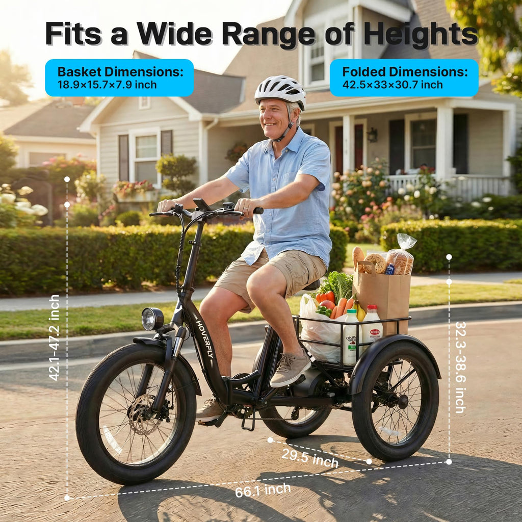 Electric Tricycle for Adults 750W Peak Motor 20"x3" Fat Tire P881