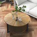 33.5" Round 2-Tier Wood Coffee Table with Storage T836