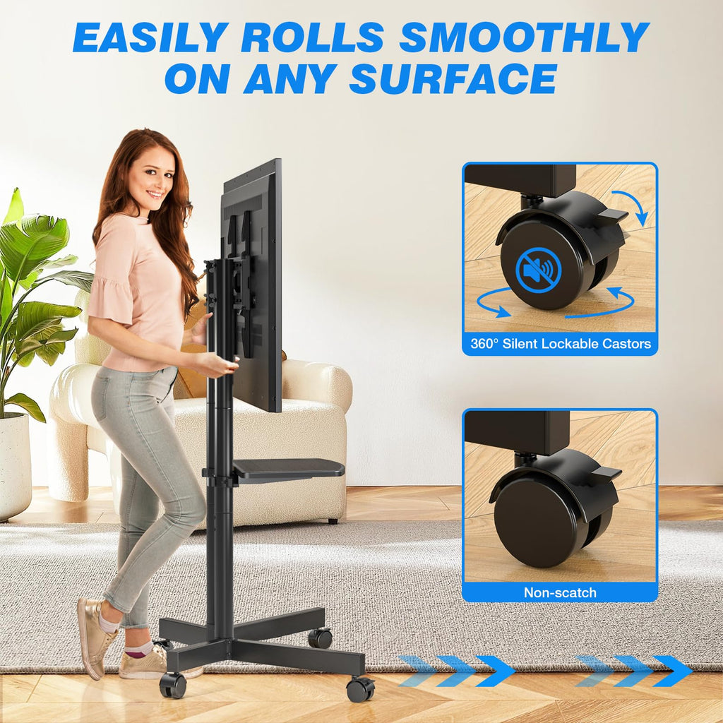 Rolling TV Stand with Laptop Shelf, Height Adjustable up to 88lbs G758