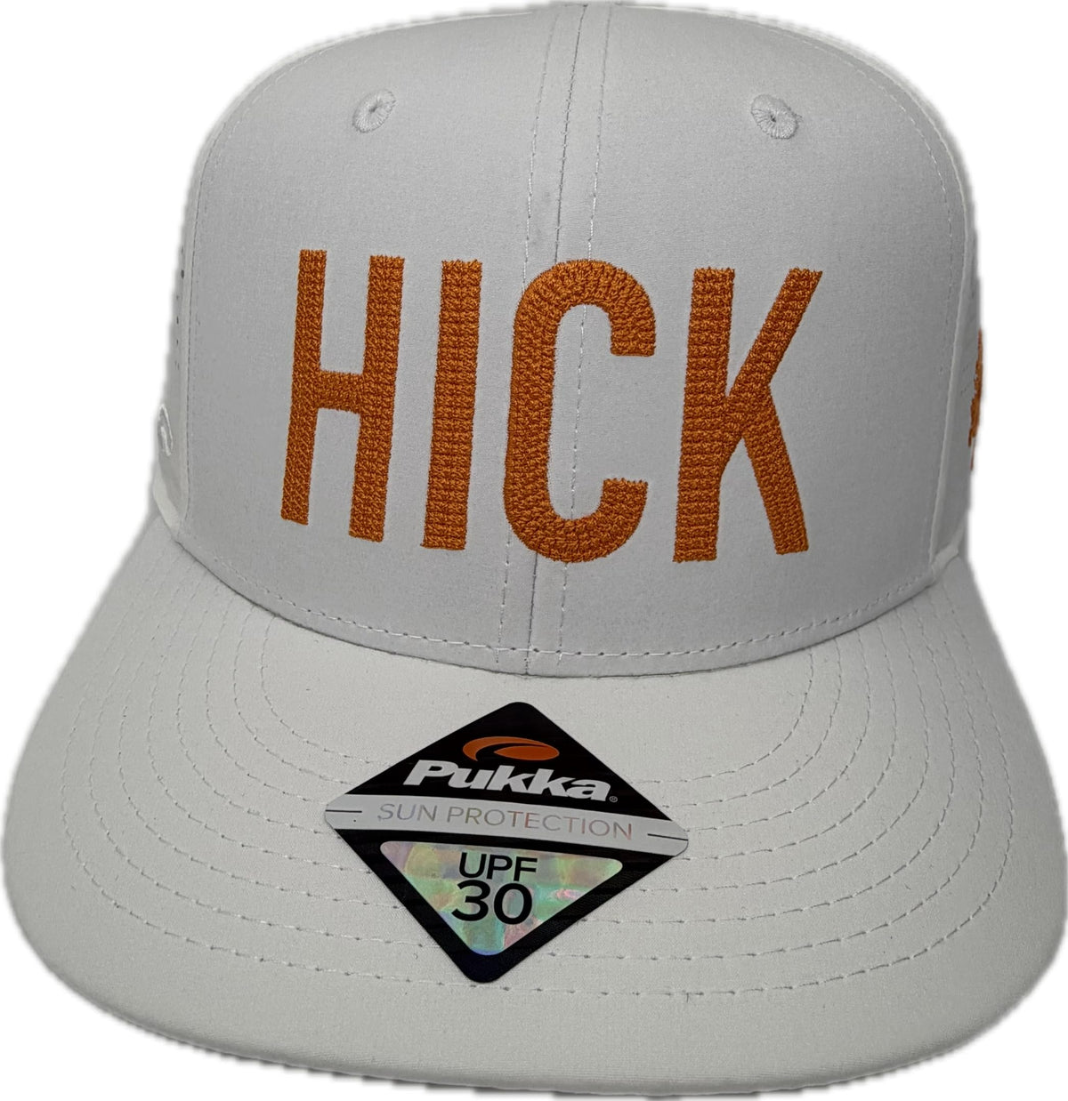 White Snapback Cap with Orange Embroidery E50210