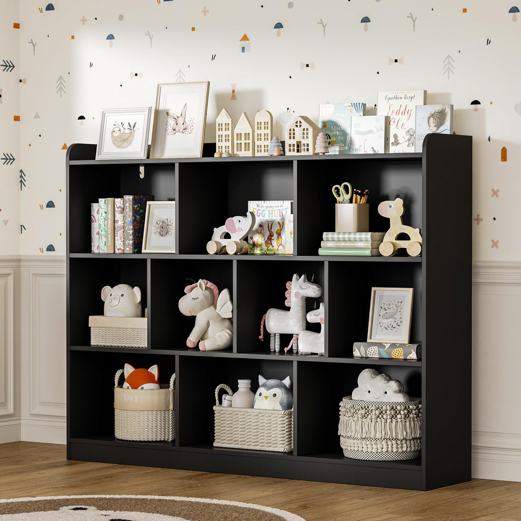 Black 3 Tier Wood Bookshelf W276