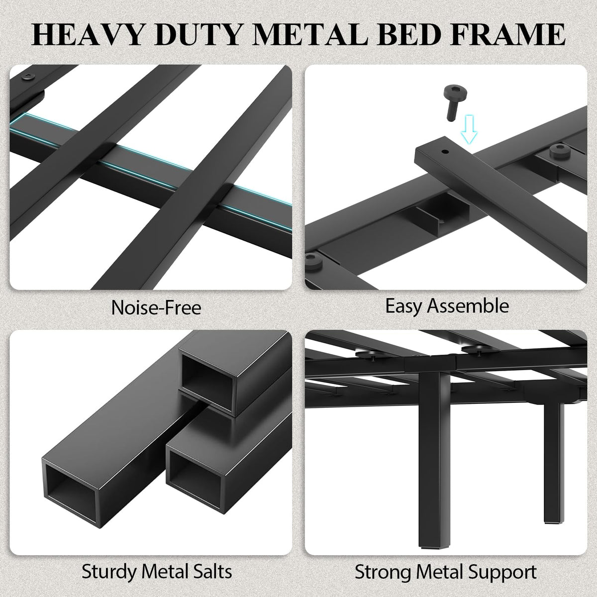 Full Size Bed Frame with Storage Headboard and LED Lights U314
