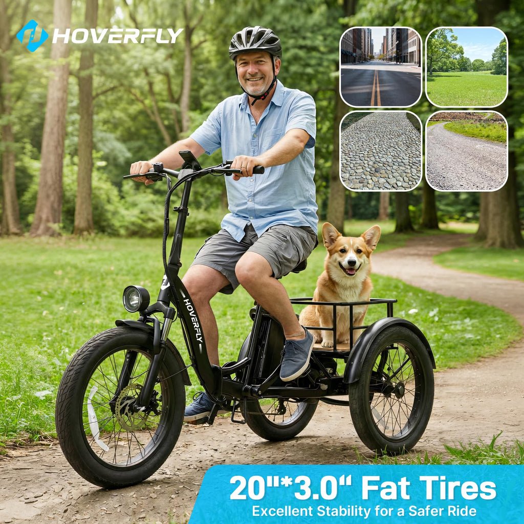 Electric Tricycle for Adults 750W Peak Motor 20"x3" Fat Tire P881