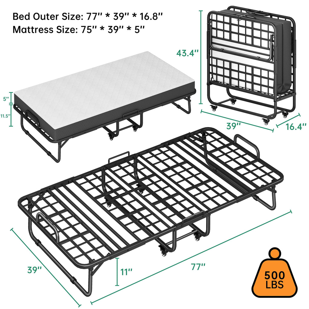 75" x 39" Folding Bed with 5" Memory Foam Mattress B33882