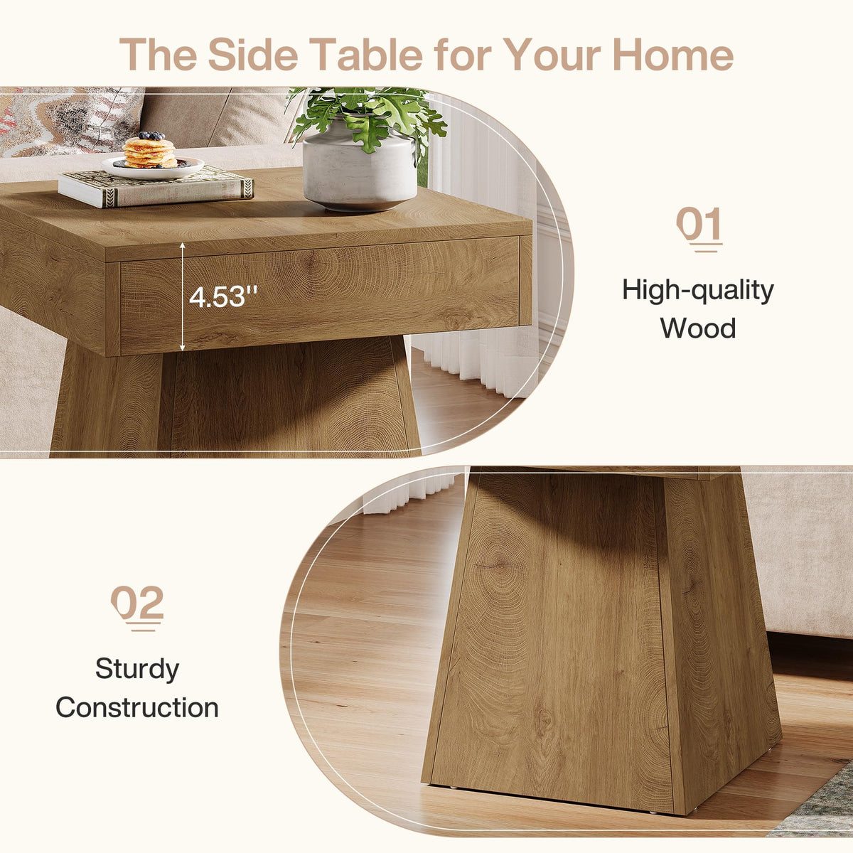 Small End Table Set of 2 Light Brown A98769