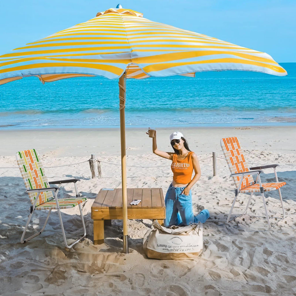 2 Pcs Lightweight Folding Beach Chairs with Armrests J333