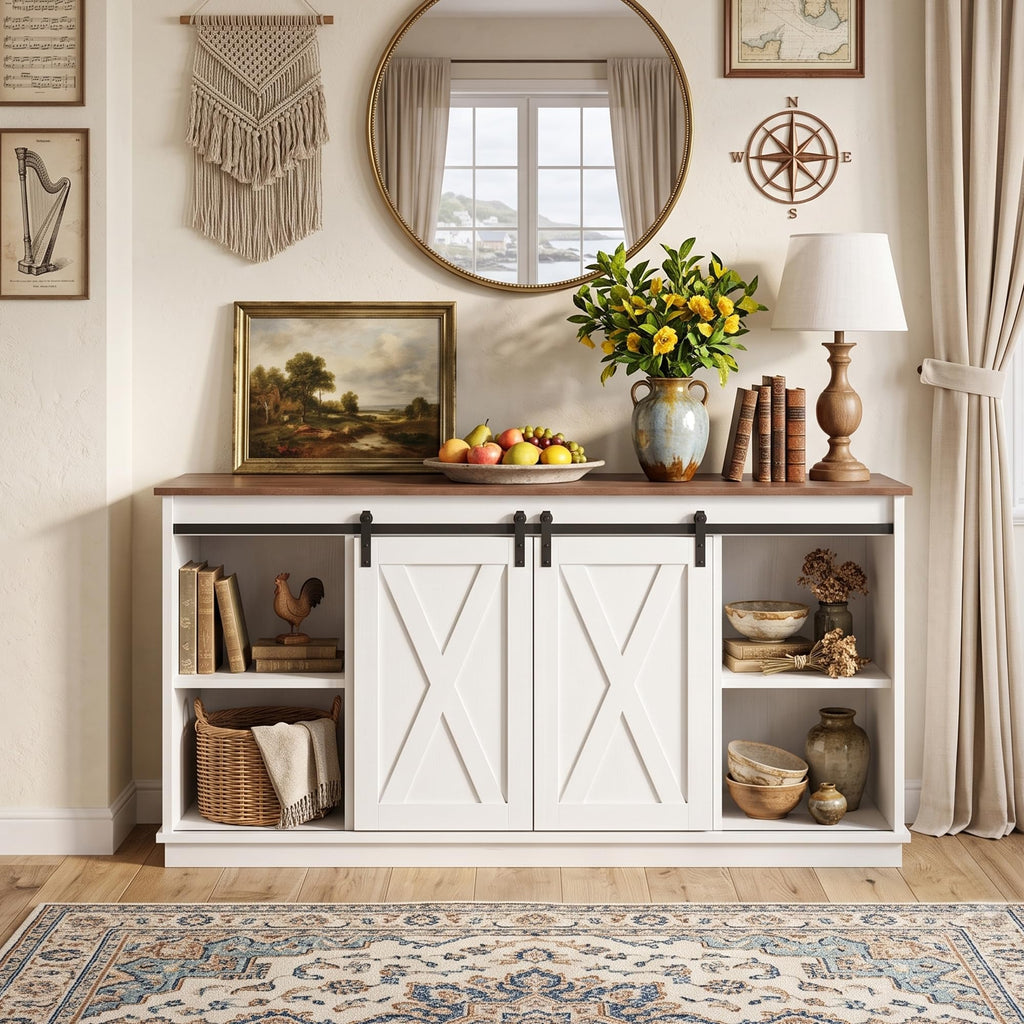 White TV Stand with Storage Z678401