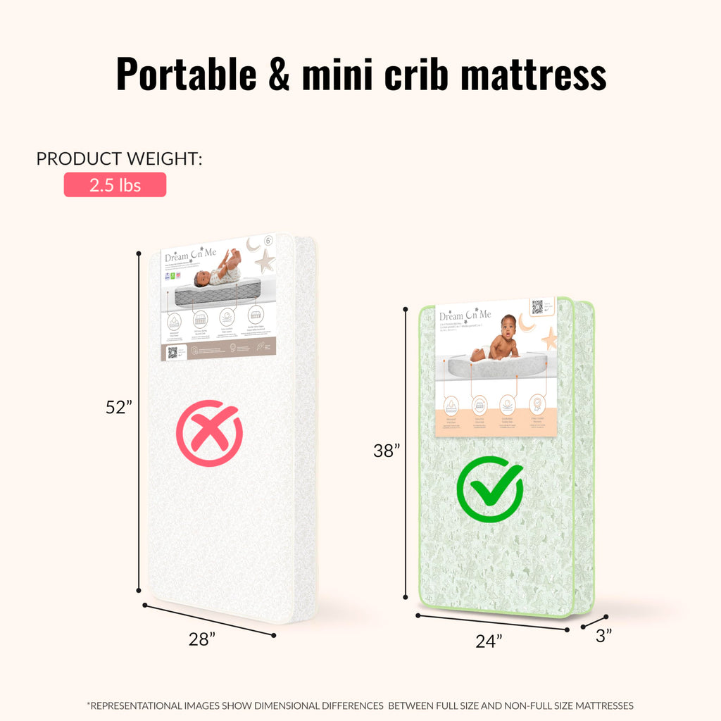 2-in-1 Mini Crib Mattress, Dual-Sided Waterproof F32036