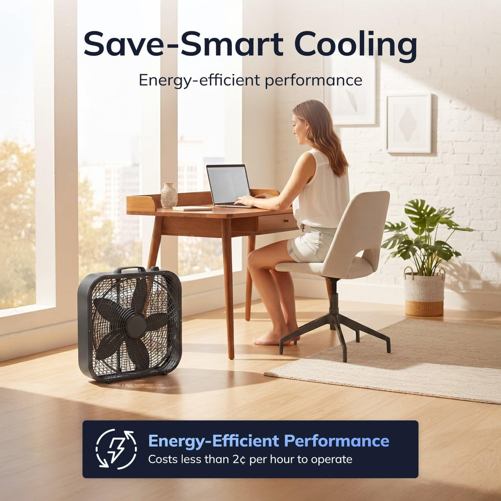20" Classic Box Fan, 3 Speeds, Black K379