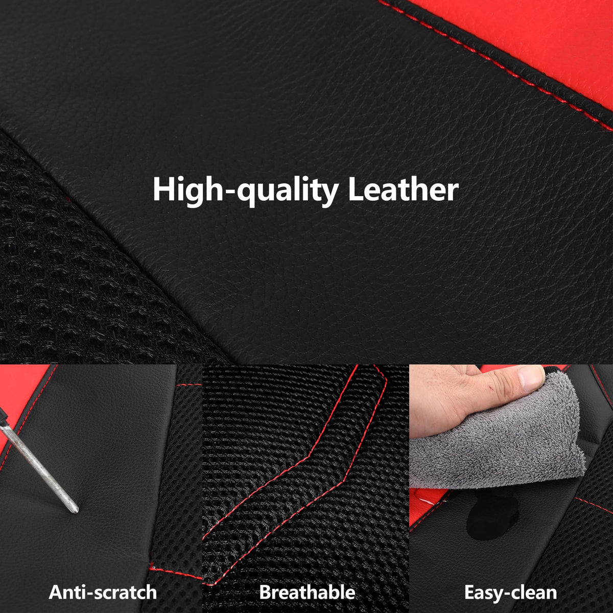 Car Seat Cover Black Red Q80058