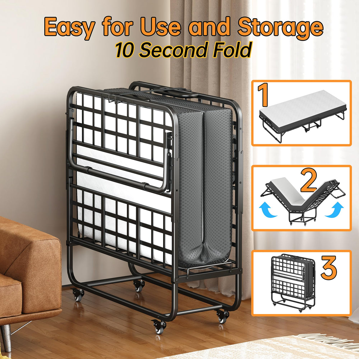 75" x 39" Folding Bed with 5" Memory Foam Mattress B33882