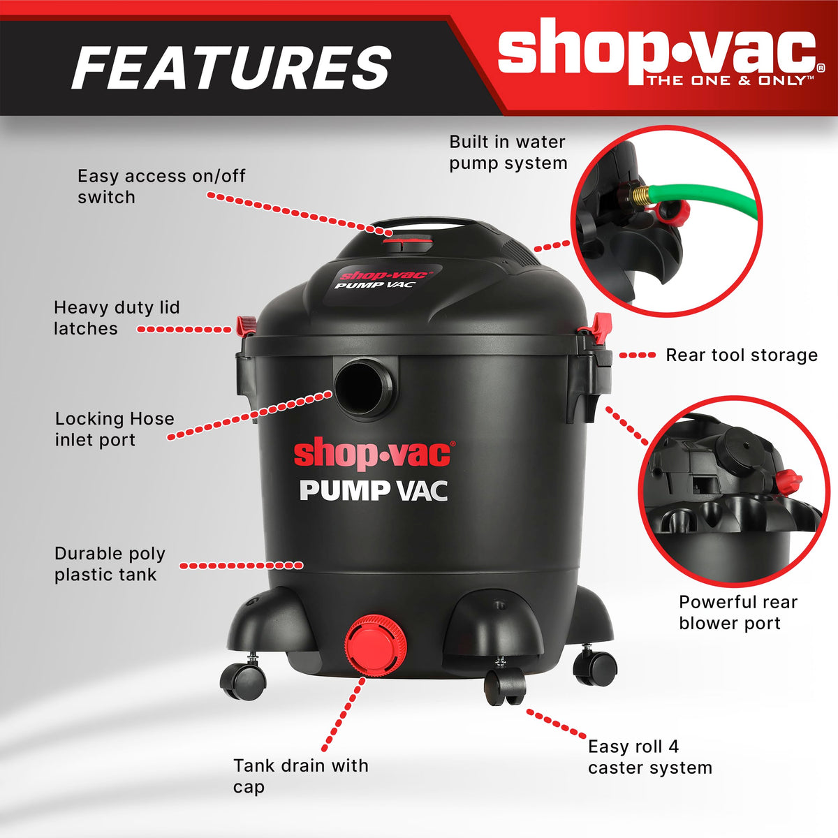 12 Gallon Wet Dry Pump Vacuum with Built-in Water Pump W680239