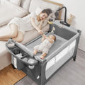 5-in-1 Pack and Play Baby Bassinet Bedside Sleeper Grey T3243