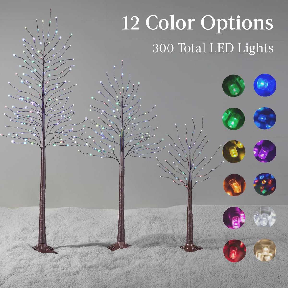 4ft 6ft 8ft Lighted Birch Tree 3Pk with LED Lights Q3977