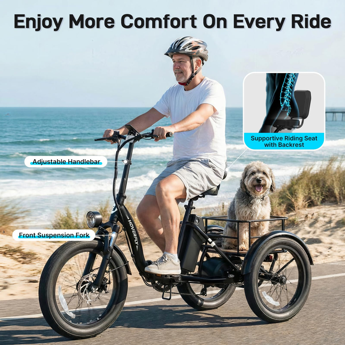 Electric Tricycle for Adults 750W Peak Motor 20"x3" Fat Tire P881