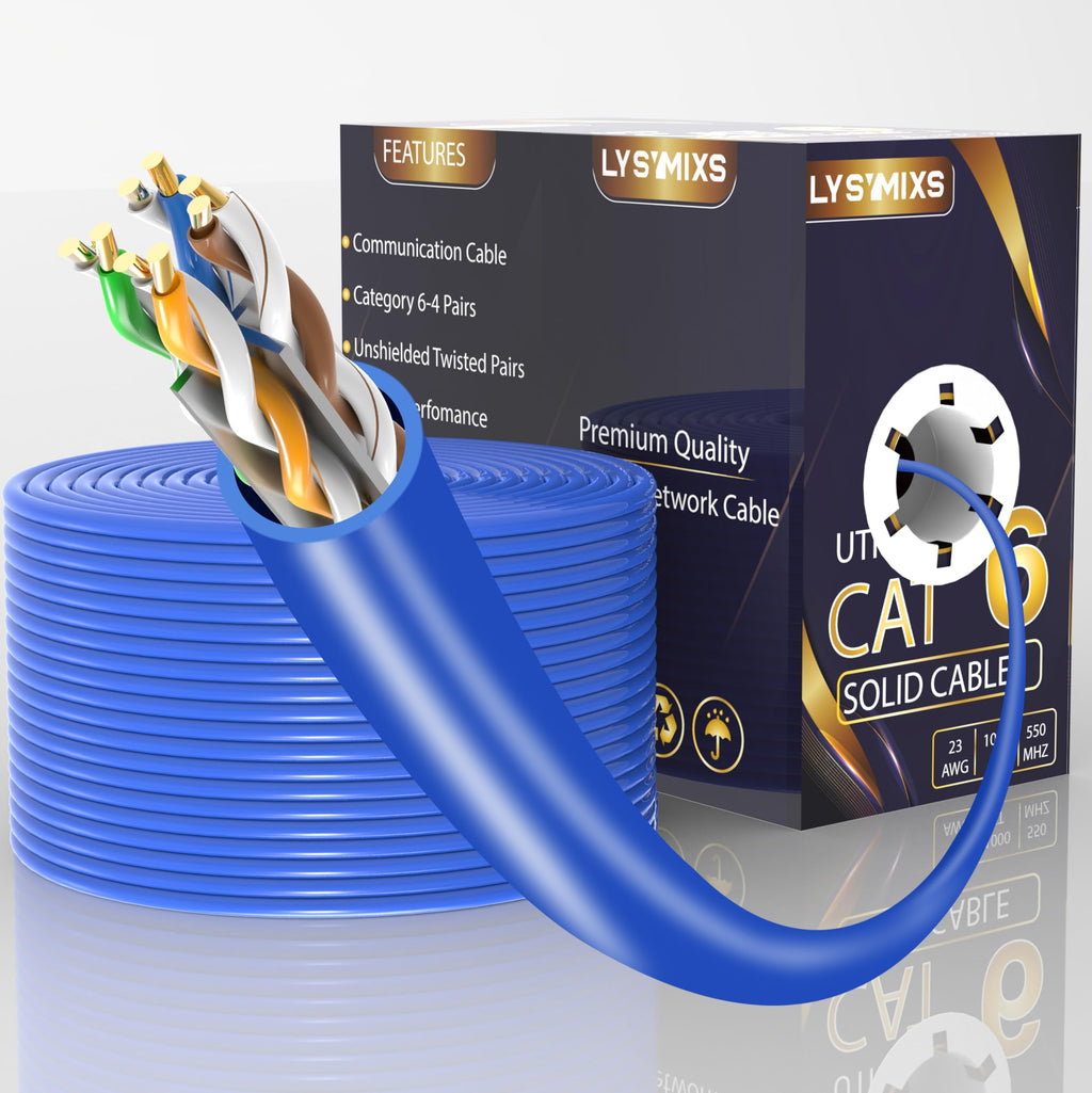 Cat6 Ethernet Cable 1000FT 23AWG Solid CCA Blue F685902