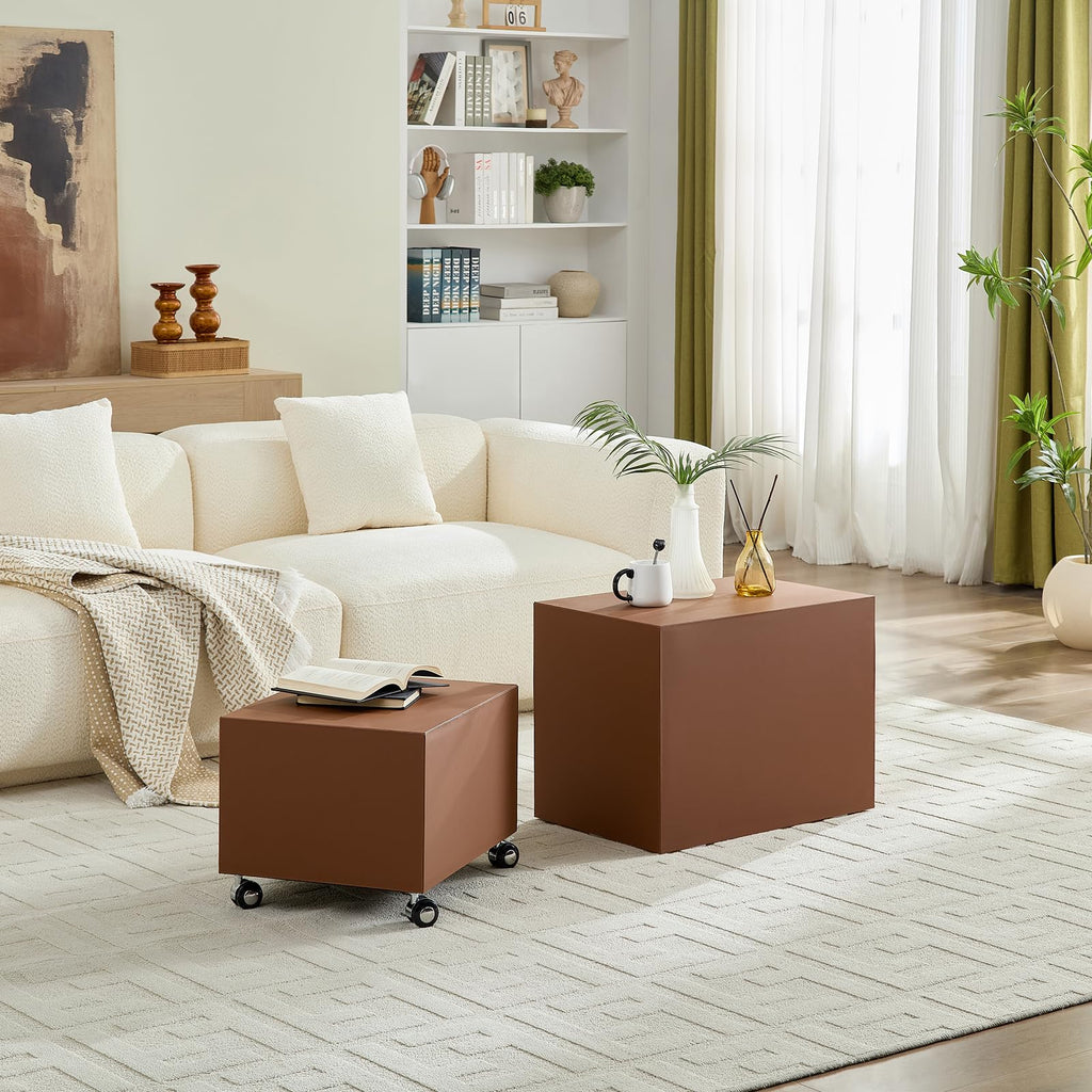 Brown MDF Leather Accent Table C27251
