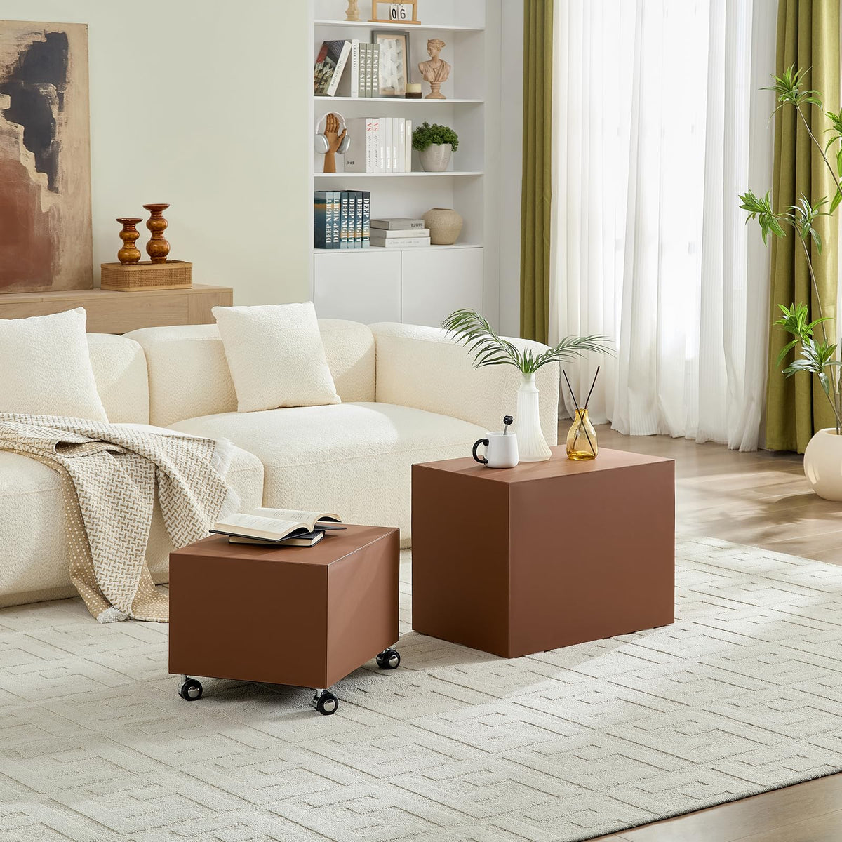 Brown MDF Leather Accent Table C27251