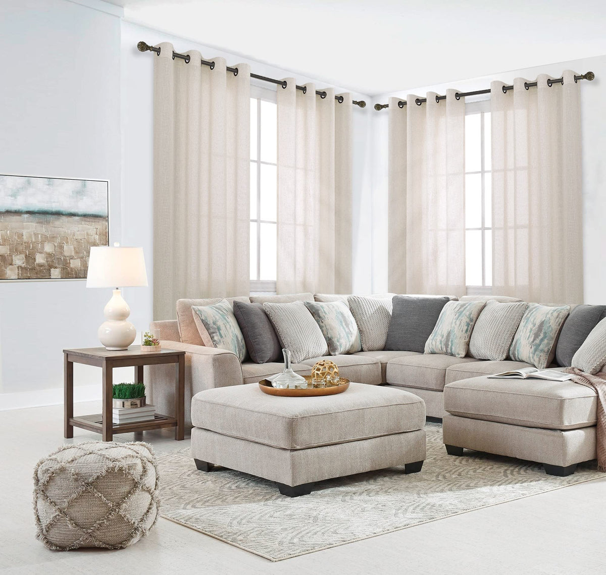 Beige Linen Curtains 2 Panels 84 Inches Long L9598