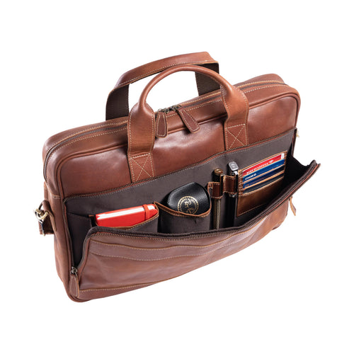 16 Inch Leather Laptop Messenger Bag W88232