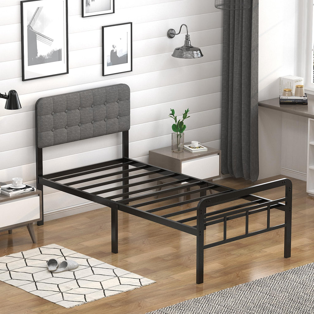 16 Inch Twin XL Upholstered Metal Bed Frame Z713