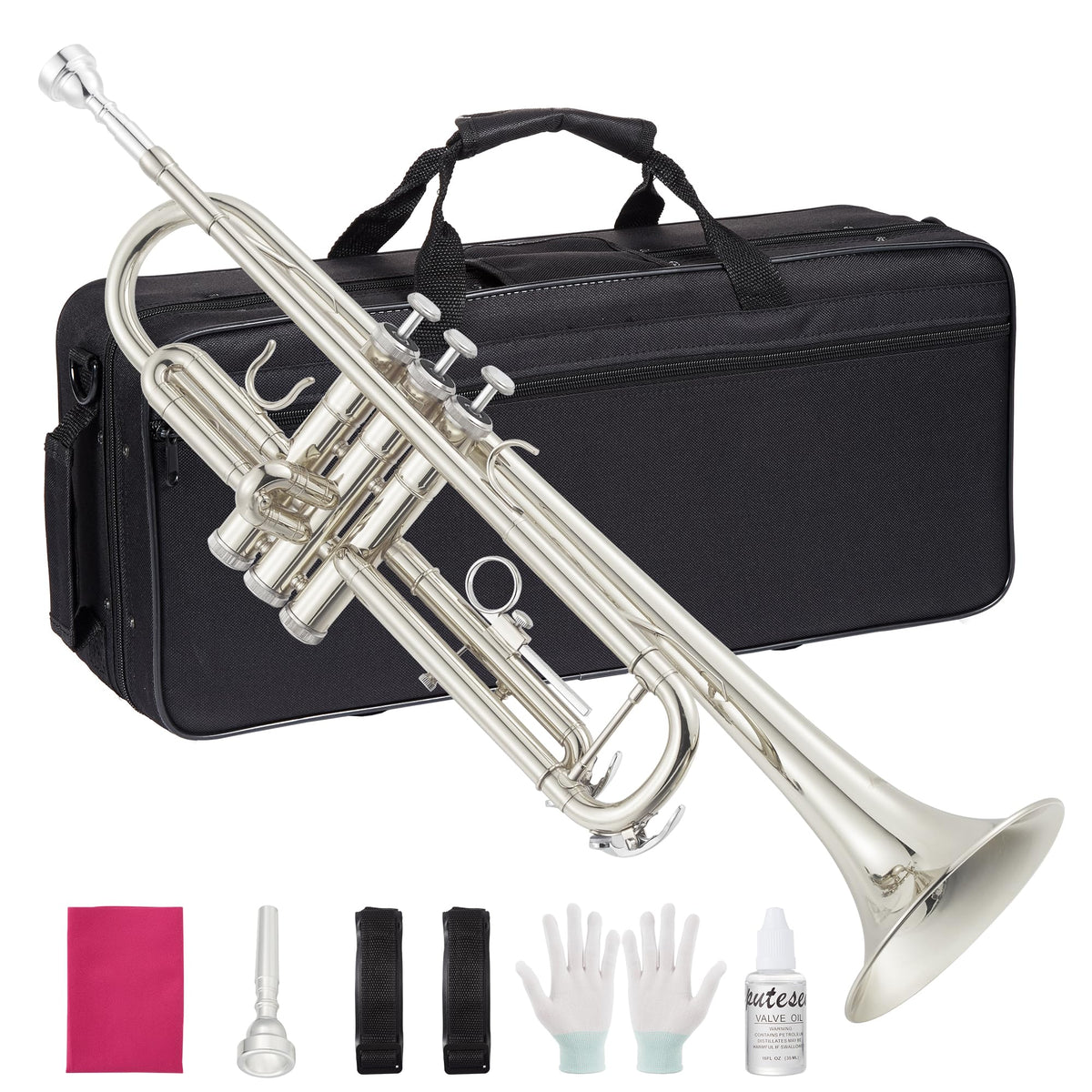 Nickel-Plated Brass Trumpet with Hard Case Z4842