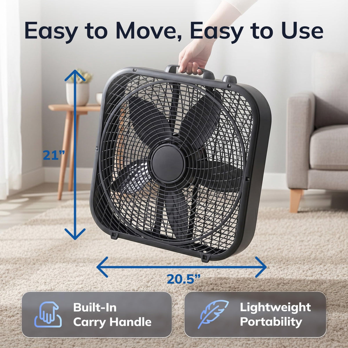 20" Classic Box Fan, 3 Speeds, Black K379