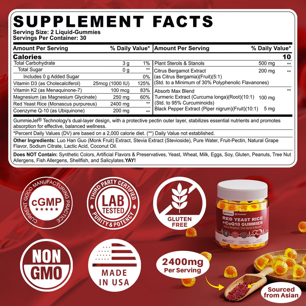 Red Yeast Rice Gummies 2400MG with CoQ10 Q791834