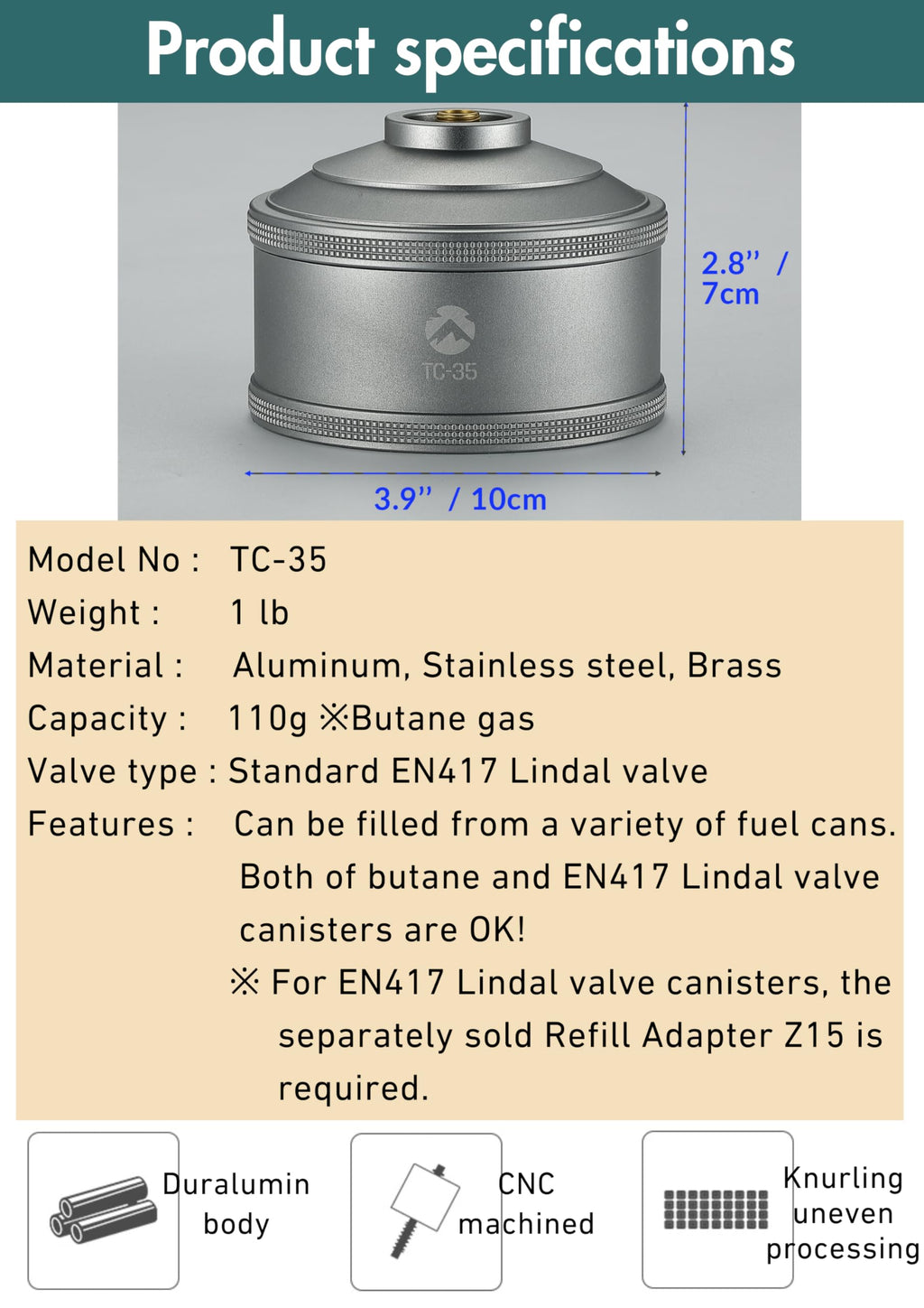 Empty Refillable Gas Canister 110g N726343