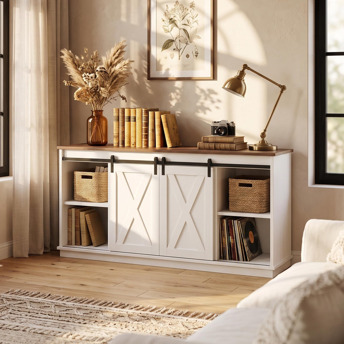 White TV Stand with Storage Z678401