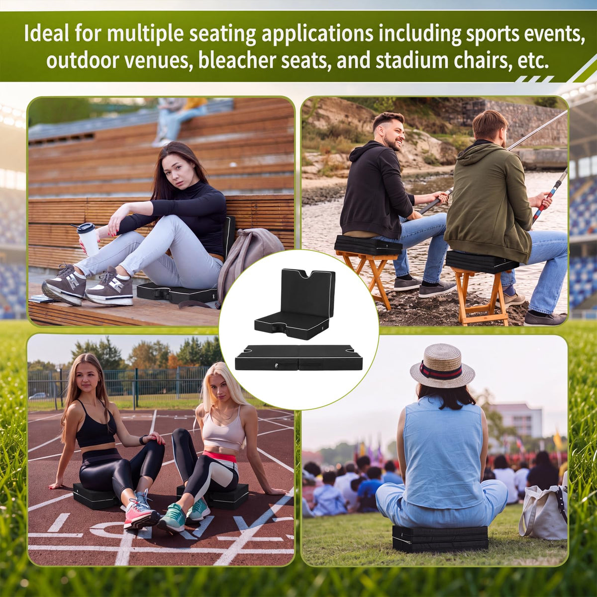 3 Pcs Portable Bleacher Chair Cushions with Handle F818598