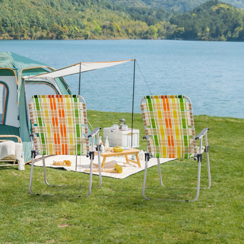 2 Pcs Lightweight Folding Beach Chairs with Armrests J333
