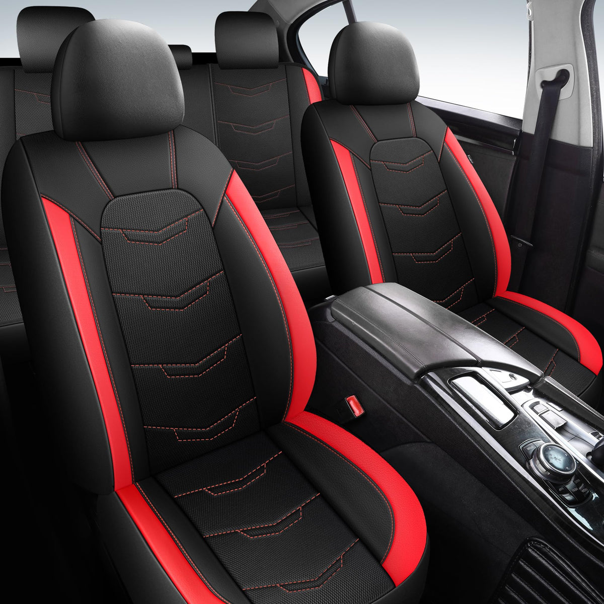 Car Seat Cover Black Red Q80058