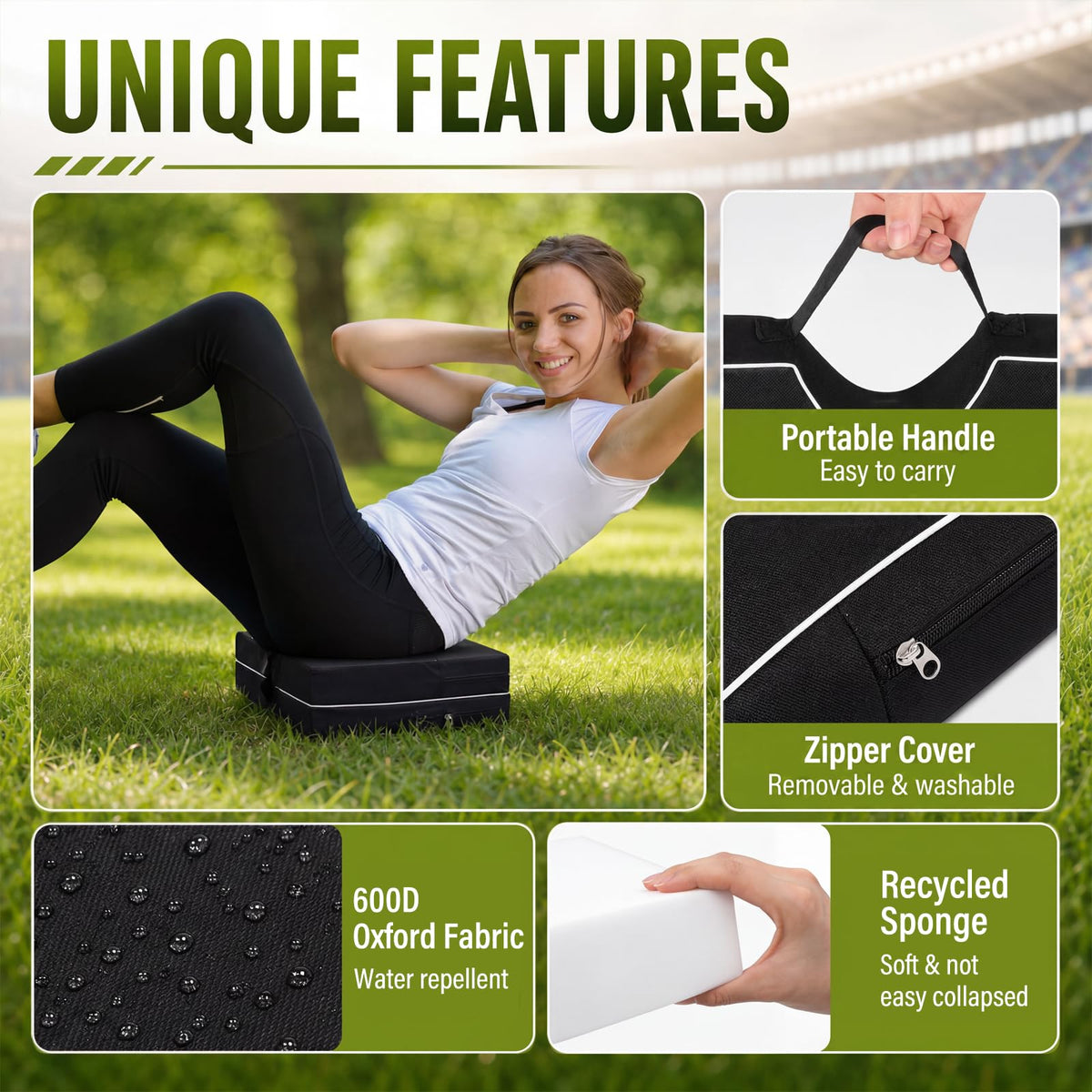 3 Pcs Portable Bleacher Chair Cushions with Handle F818598