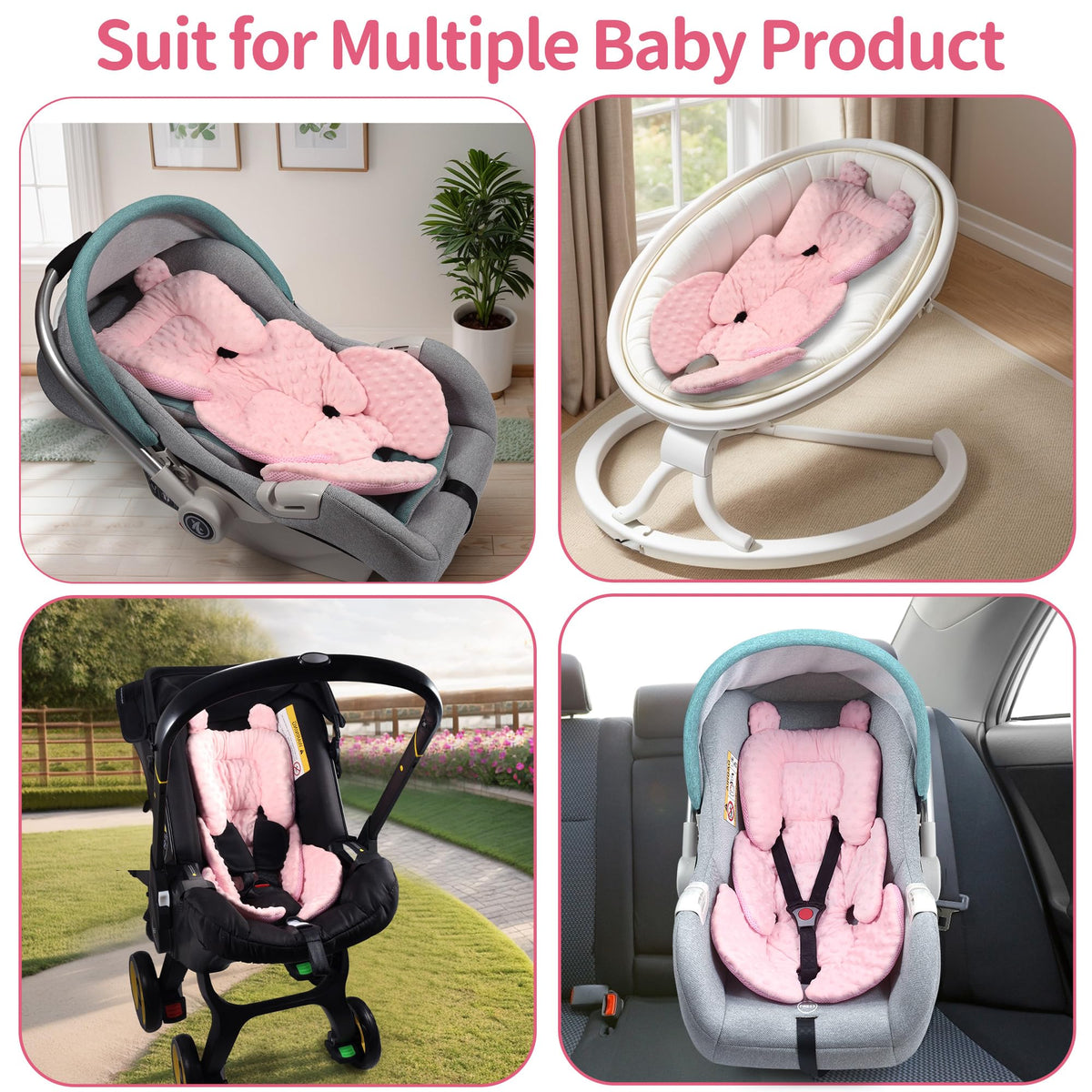 Reversible Carseat Head Body Support Newborn Pink V61352