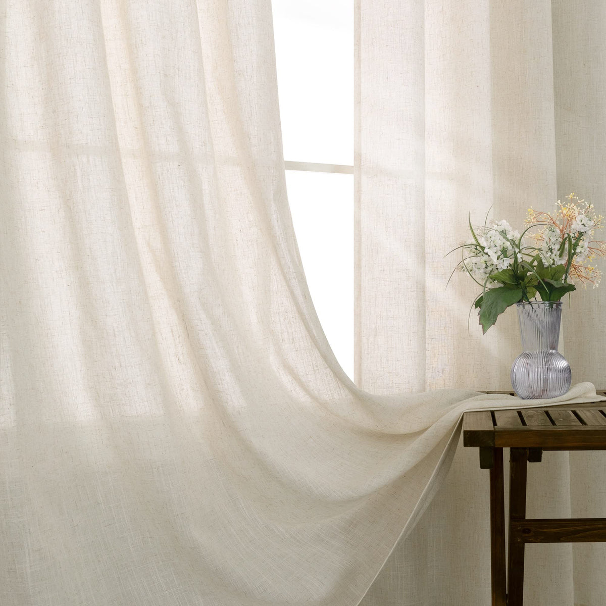 Beige Linen Curtains 2 Panels 84 Inches Long L9598