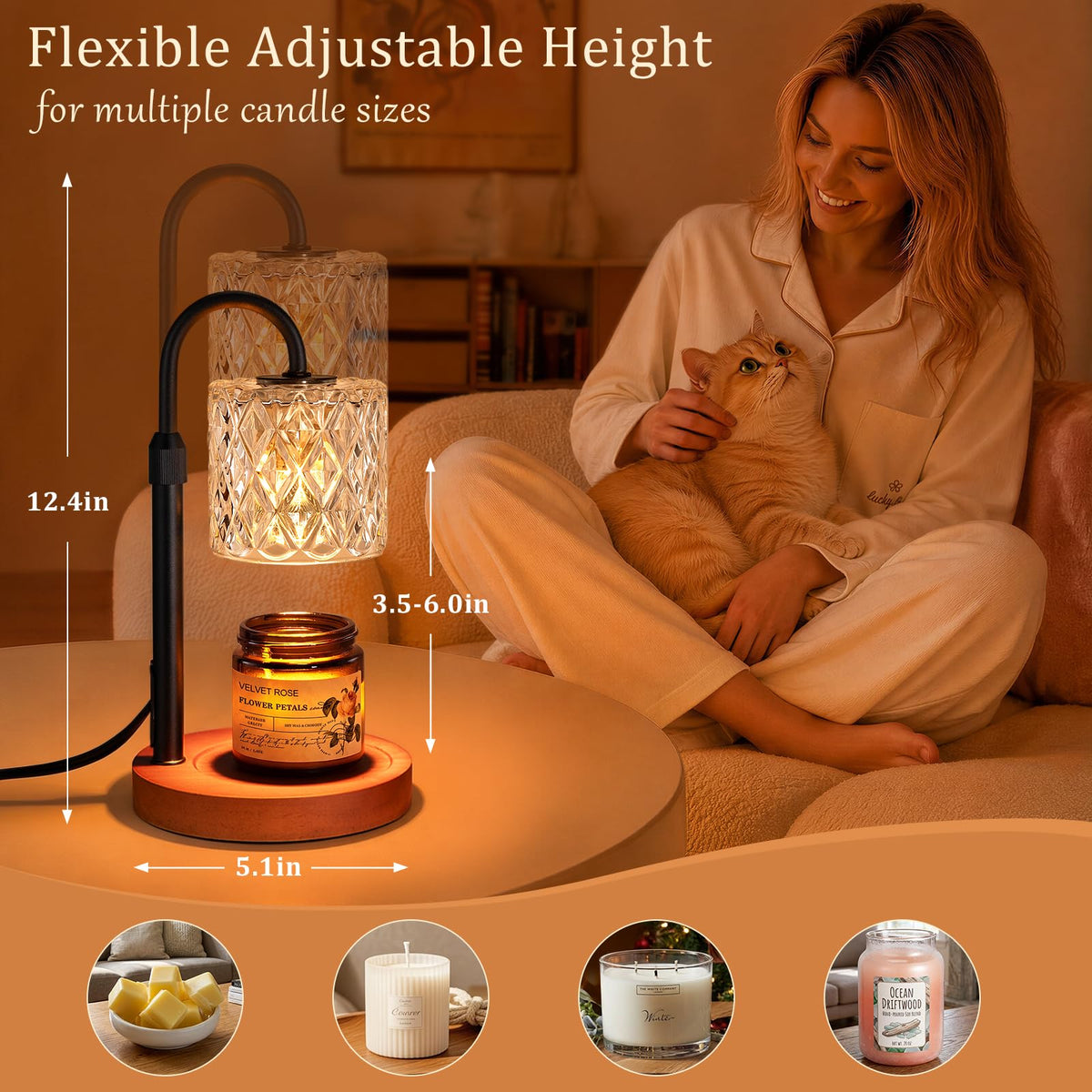 Walnut Candle Warmer Lamp with Timer U40247