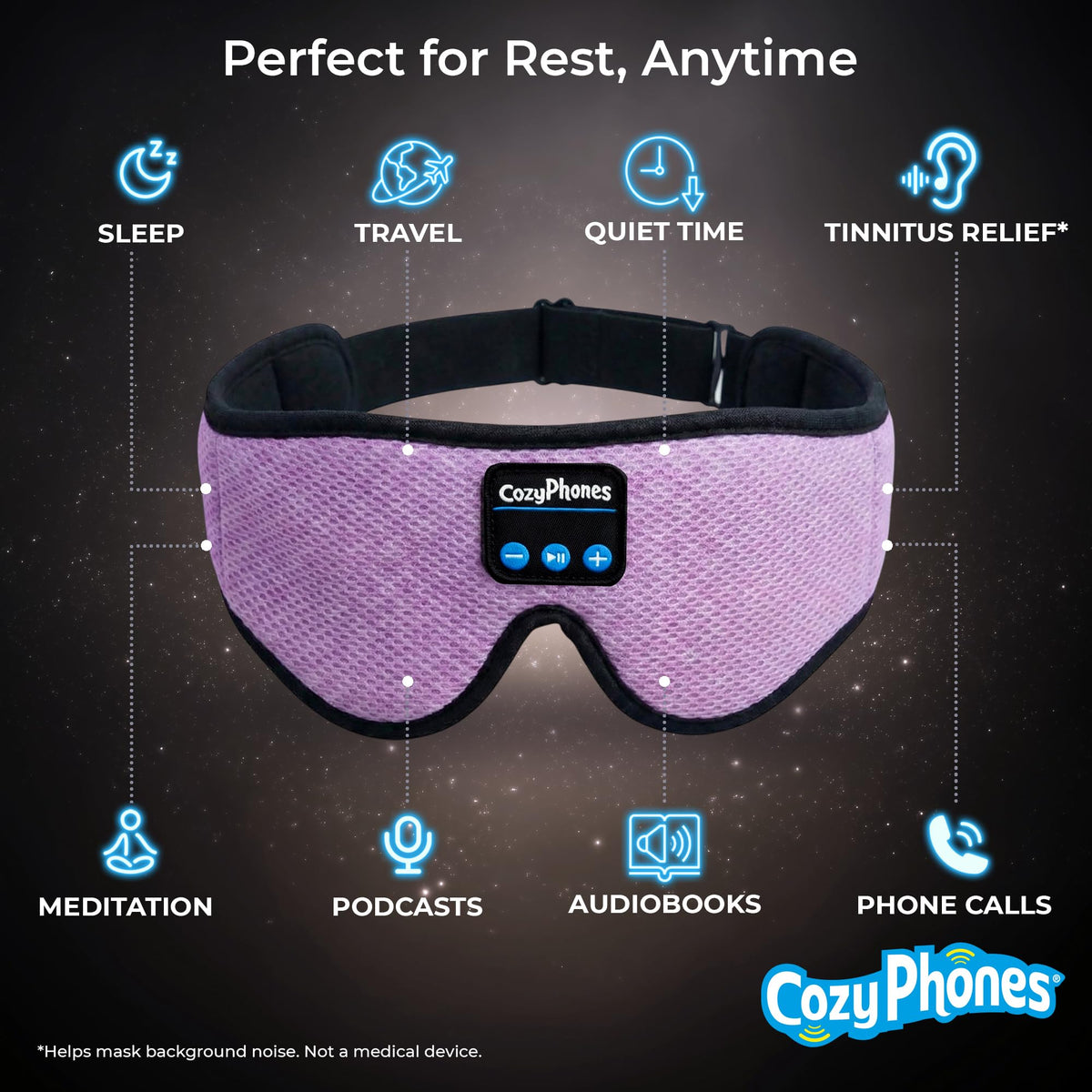 Bluetooth Sleep Mask Headphones Grey E96144