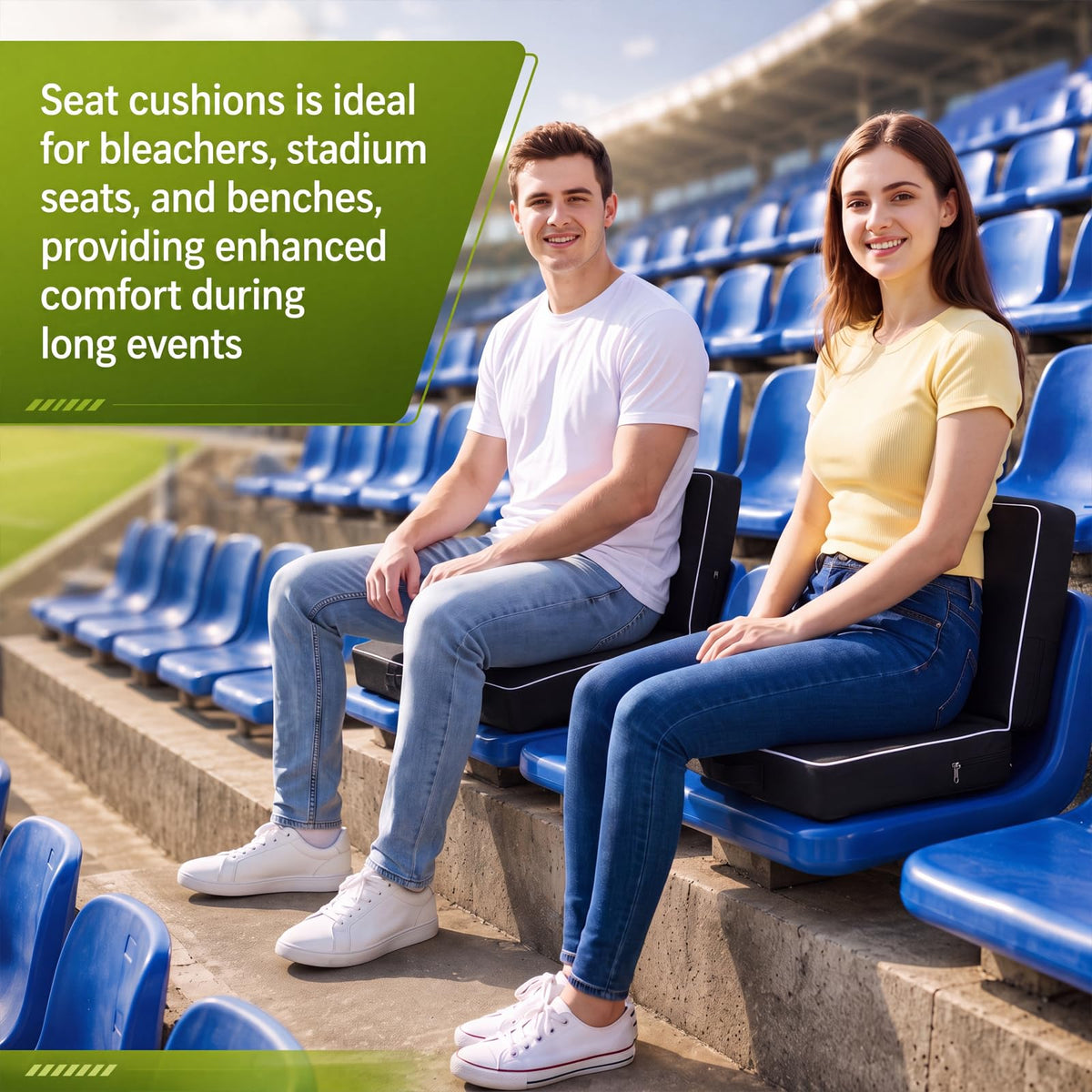 3 Pcs Portable Bleacher Chair Cushions with Handle F818598