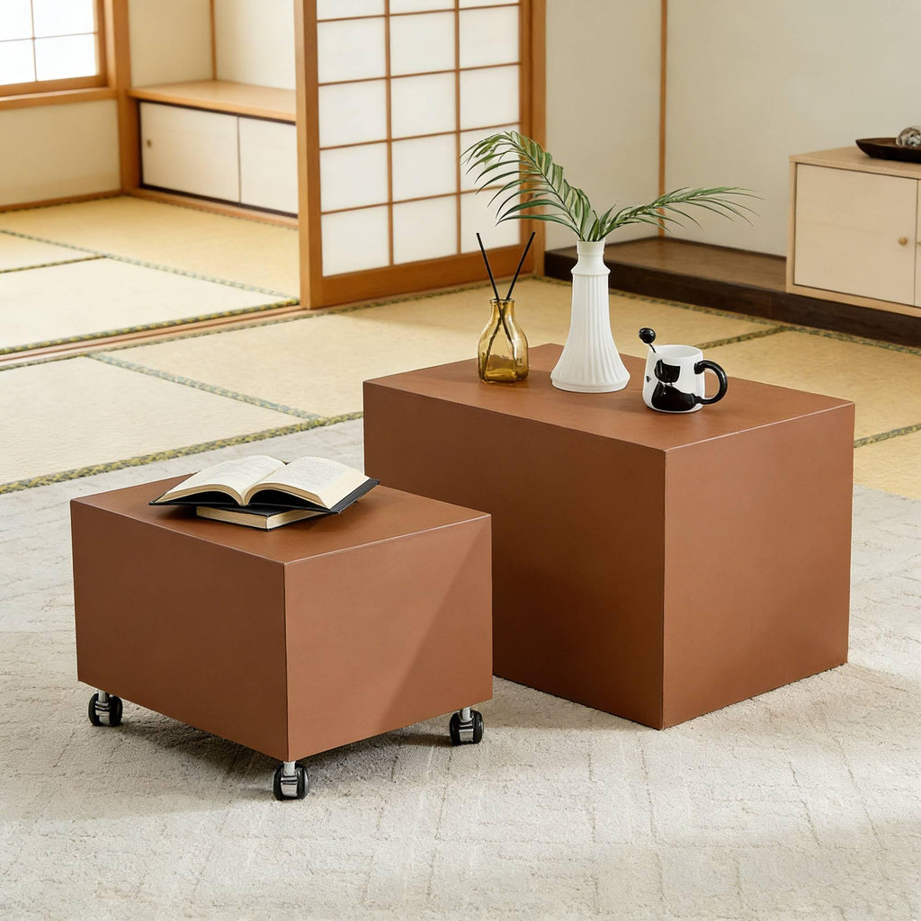 Brown MDF Leather Accent Table C27251