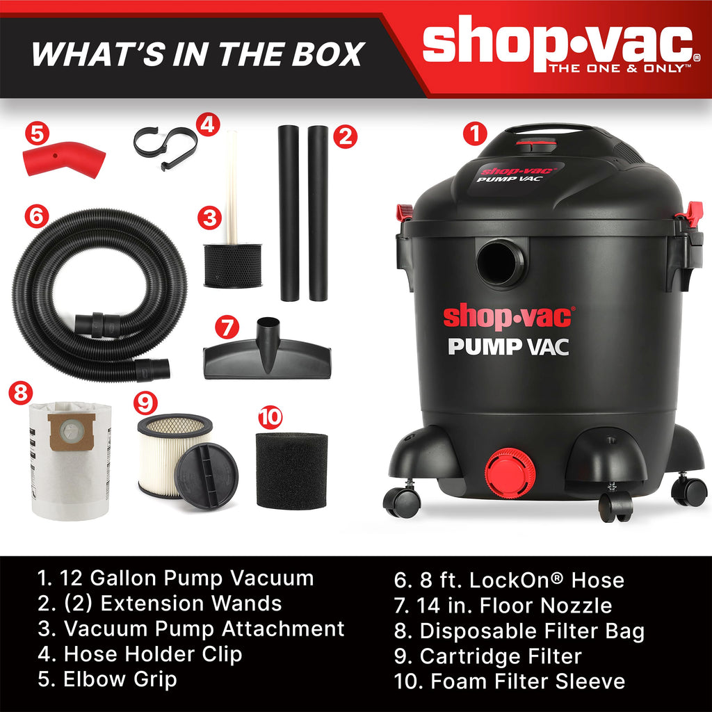 12 Gallon Wet Dry Pump Vacuum with Built-in Water Pump W680239