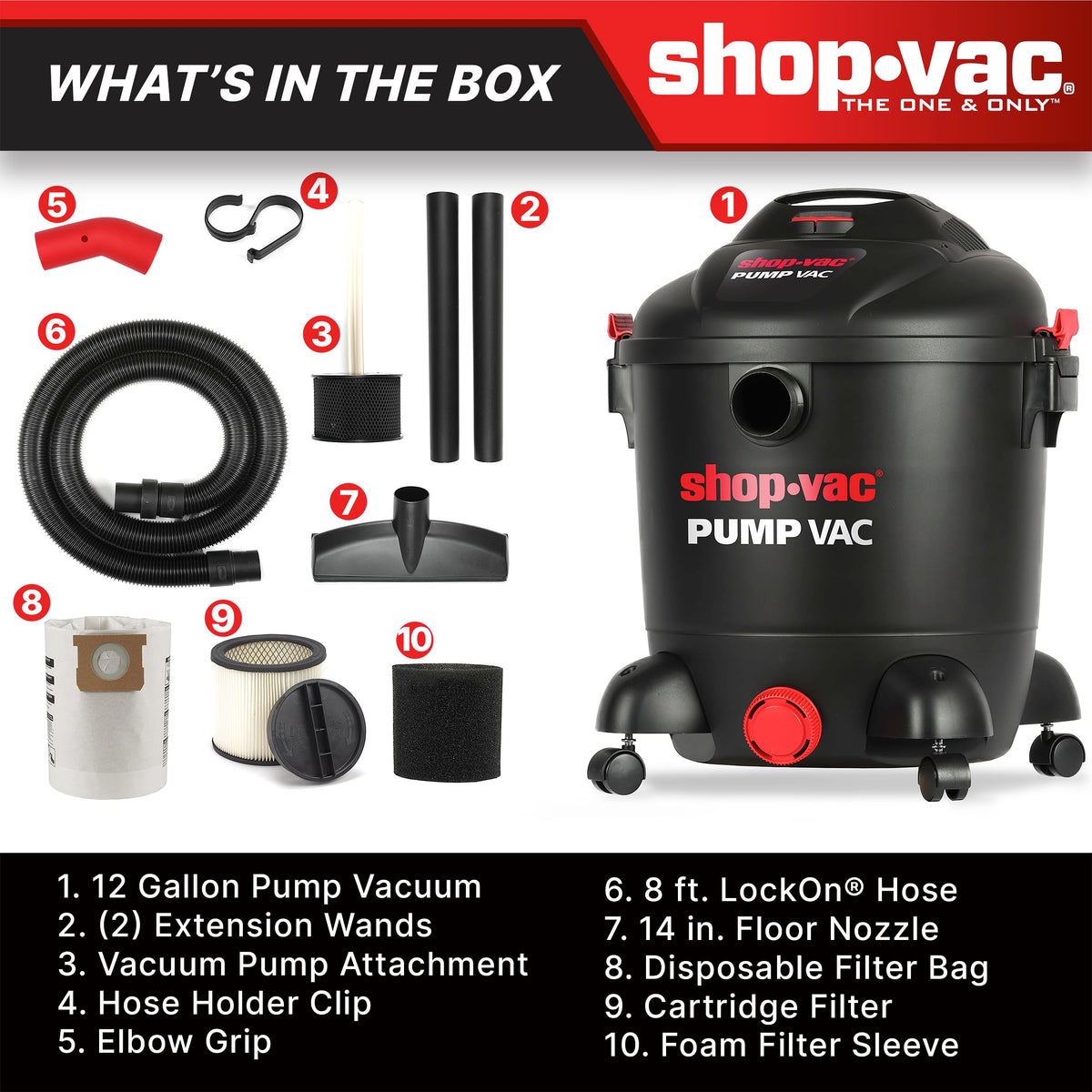 12 Gallon Wet Dry Pump Vacuum with Built-in Water Pump W680239