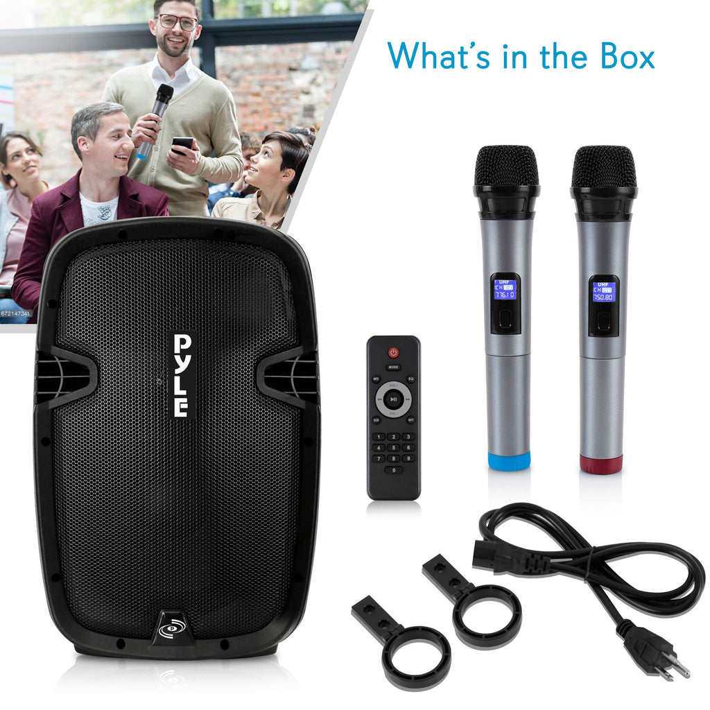 15-inch Portable PA Speaker System with 2 UHF Microphone R504