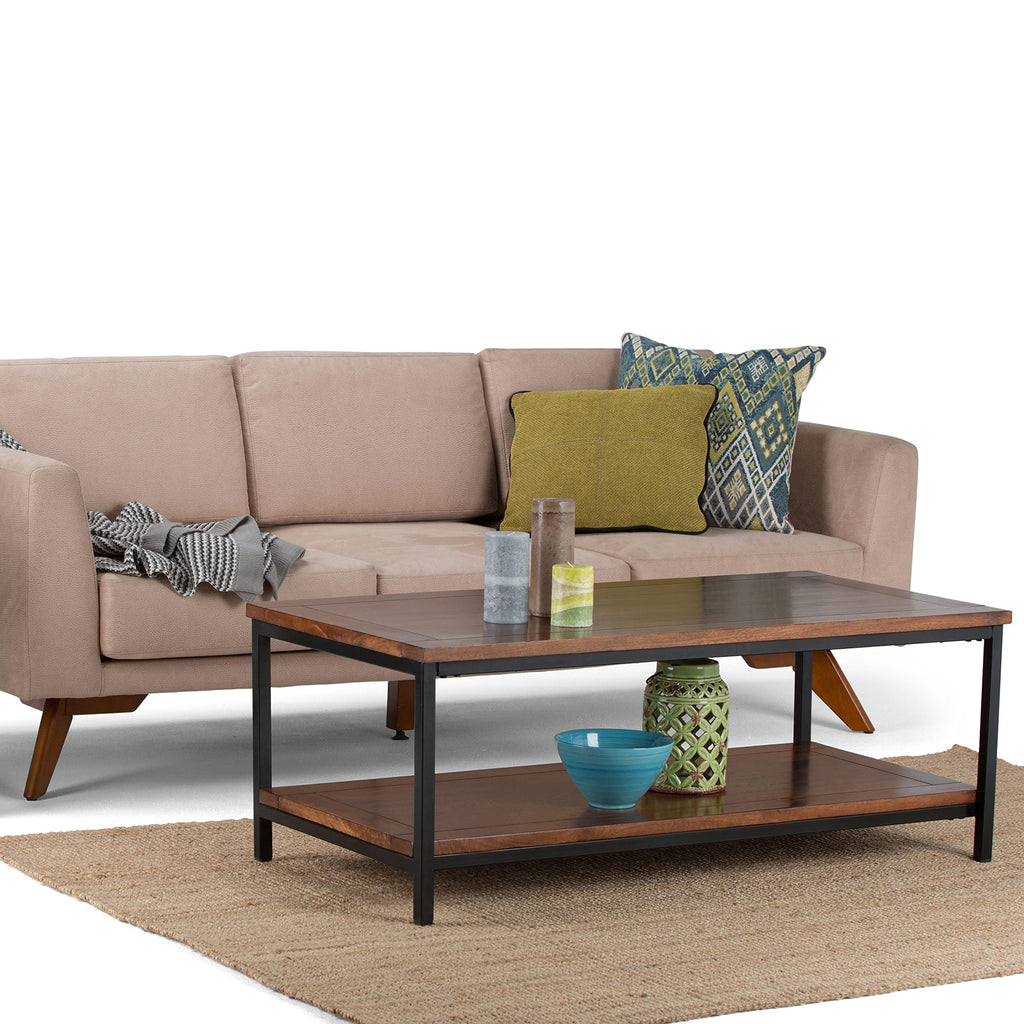 48 inch Dark Cognac Brown Mango Wood Coffee Table H18699