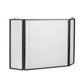 Metal Fireplace Screen 3 Panel Black P12813